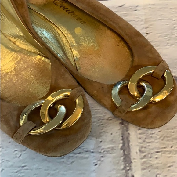 Juicy Couture camel suede flats sz 8 - Picture 2 of 5